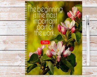 Inspirational Quote A5 notebook. Contains 60 sheets of lined or blank 100% recycled paper. Eco friendly. bio-degradable. Ideal gift