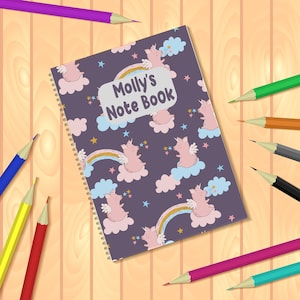 Cuaderno personalizado Unicorn Pig Angel Child A5 Contiene 50 hojas de papel forrado / en blanco 100% reciclado Ecológico biodegradable Gran regalo