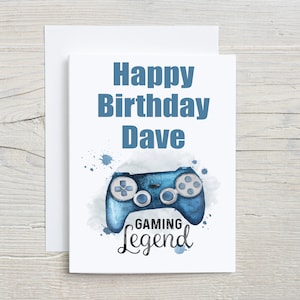 Gaming Legend Controller Personalised Birthday Card. Controller image available in Red, Blue & Gold, Fun idea for a Gaming Legend