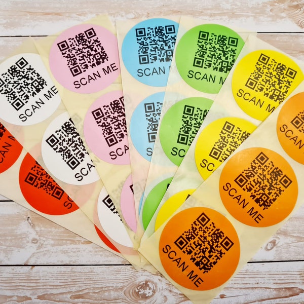 25 QR Code stickers for business. Information website address Phone No, Etsy Page Facebook Twitter any customised text WiFi YouTube, QR Code