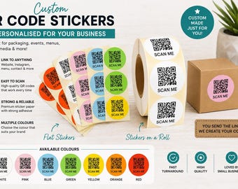 Custom QR Code Stickers for Business | Personalised Social Media, Website Labels