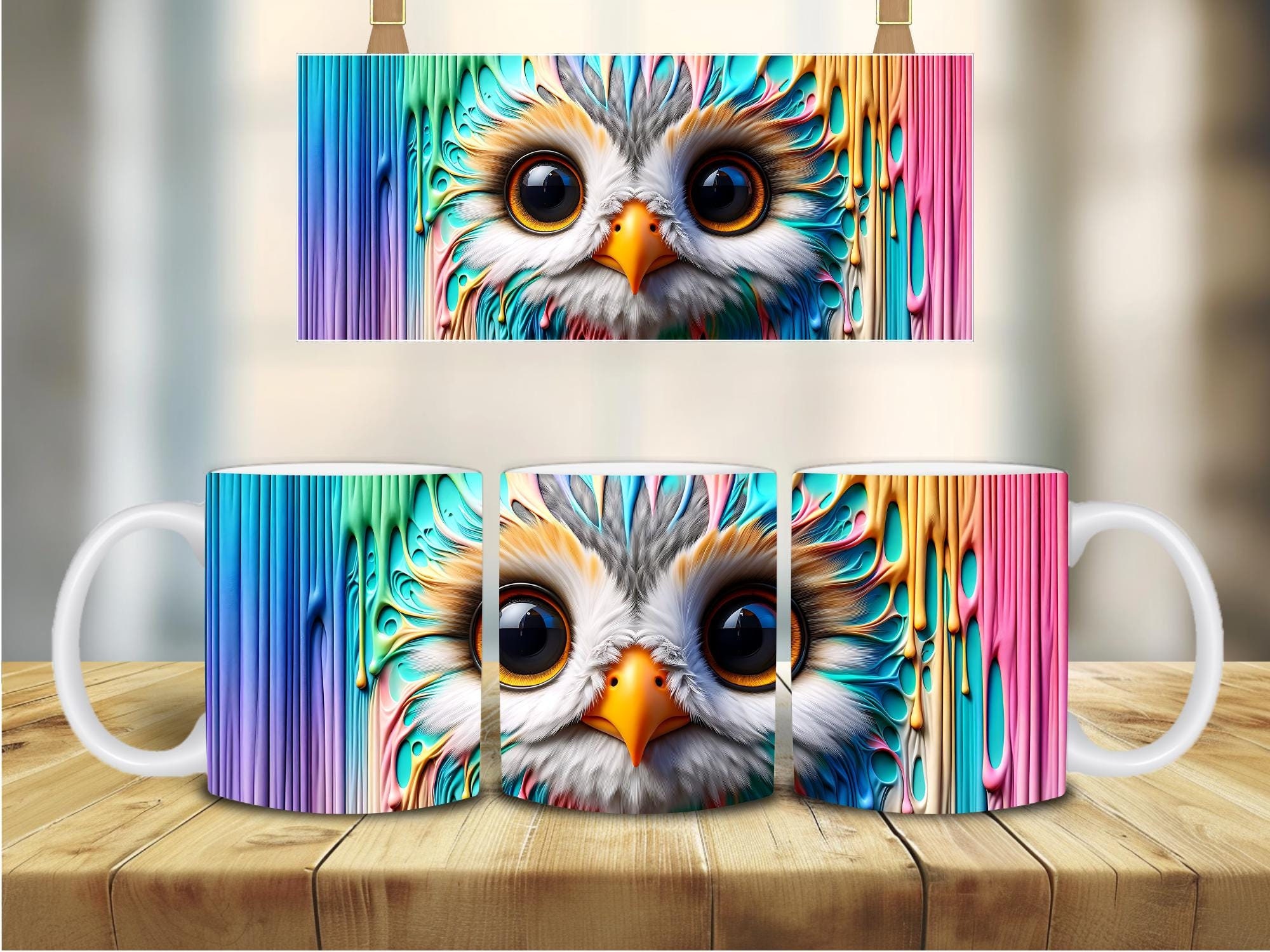 Colourful 3D Cartoon Owl Mug Cute gift Animal lover unusual Birthday Christmas gift Tea Coffee child