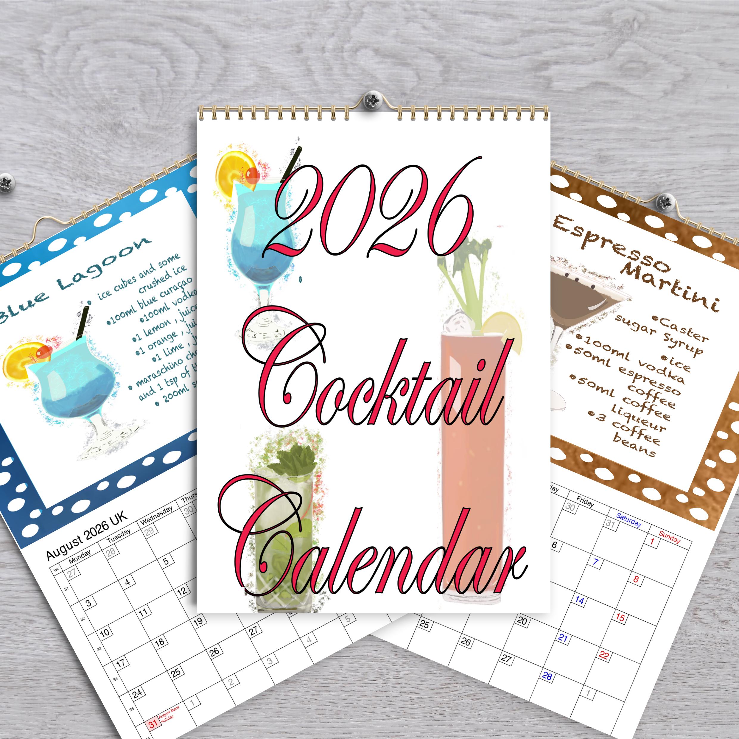 2026 Cocktail Calendar With Recipes Illustrated Drink Recipe A4