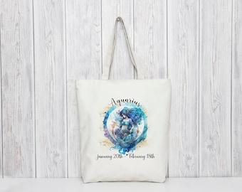 Sternzeichen Tragetasche Himmlische Astrologie Polyester Tasche für das Leben Himmlische Astrologie Aquarell Tote Horoskop Geschenk für sie Zeichen des Tierkreises