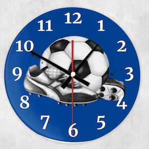 Wooden Football Colours Wall Clock Large Bedroom Decoration Soccer Mad Children's Room present Sons Daughter Grandkids Young person Gift