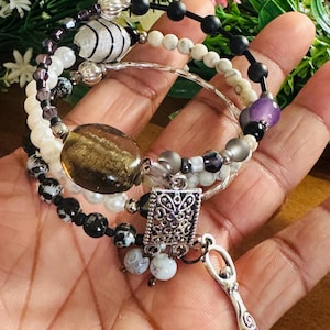 Hecate Queen of Witches Ritual Bracelet Pagan Wicca ~ Onyx, Hematite and Howlite
