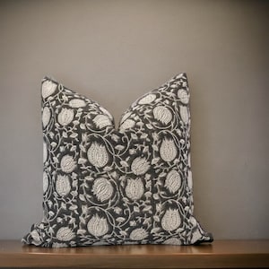 Stunning Floral Block Print Pillow Cover , Handcrafted on premium linen fabric– Perfect for Home Décor, Decorative Cushion Covers