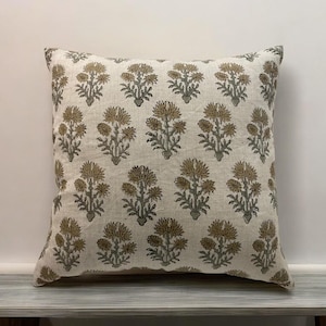 Neutral Block Print Throw Pillows, Decorative Cushion Covers, Linen Designer Pillow, Hand Blocked Cushion Cover |  Linen Pillow Cover