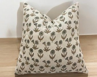 Neutral Block Print Throw Pillows, Decorative Cushion Covers, Linen Designer Pillow, Hand Blocked Cushion Cover |  Linen Pillow Cover