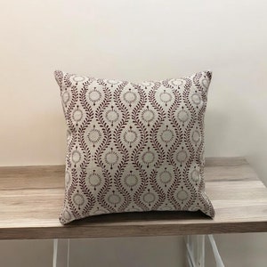 Neutral Block Print Throw Pillows, Decorative Cushion Covers, Linen Designer Pillow, Hand Blocked Cushion Cover |  Linen Pillow Cover