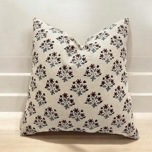 Neutral Block Print Throw Pillows, Decorative Cushion Covers, Linen Designer Pillow, Hand Blocked Cushion Cover |  Linen Pillow Cover
