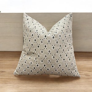 Neutral Block Print Throw Pillows, Decorative Cushion Covers, Linen Designer Pillow, Hand Blocked Cushion Cover |  Linen Pillow Cover