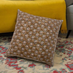 Stunning Floral Block Print Pillow Cover,   Handcrafted on premium linen fabric - Perfect for Home Décor, Decorative Cushion Covers