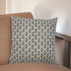 Stunning Floral Block Print Pillow Cover ,  Handcrafted on premium linen fabric– Perfect for Home Décor, Decorative Cushion Covers