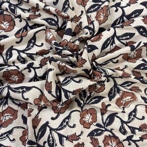 By The Yard Floral Print Fabric, Indigo Blue Fabric, Indian Fabric, Cotton Fabric, Dabu Print, Mud Block Print, Light Weight Soft Fab image 2