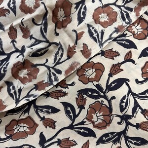By The Yard Floral Print Fabric, Indigo Blue Fabric, Indian Fabric, Cotton Fabric, Dabu Print, Mud Block Print, Light Weight Soft Fab image 5