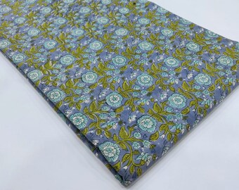 Beautiful Hand Block Printed Fabric, Cotton Fabric, Indian Fabric, fabric by yard, Block Printed Cotton womens clothing