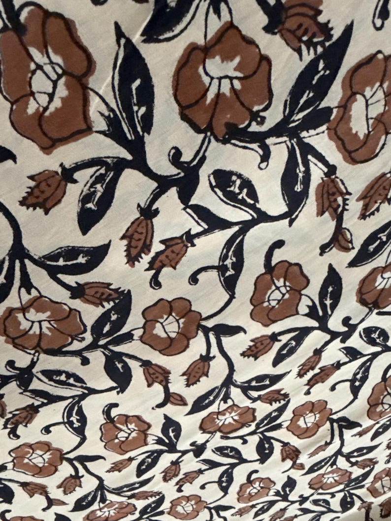 By The Yard Floral Print Fabric, Indigo Blue Fabric, Indian Fabric, Cotton Fabric, Dabu Print, Mud Block Print, Light Weight Soft Fab image 4