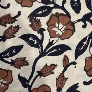 By The Yard Floral Print Fabric, Indigo Blue Fabric, Indian Fabric, Cotton Fabric, Dabu Print, Mud Block Print, Light Weight Soft Fab image 8