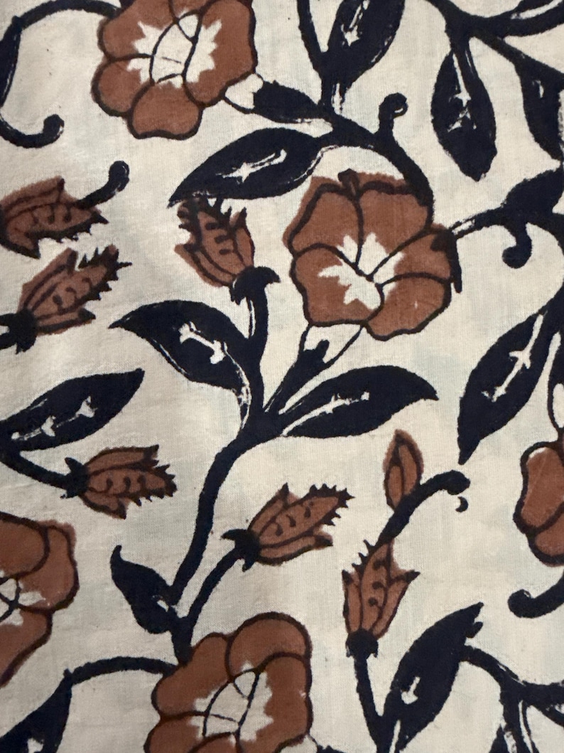 By The Yard Floral Print Fabric, Indigo Blue Fabric, Indian Fabric, Cotton Fabric, Dabu Print, Mud Block Print, Light Weight Soft Fab image 8