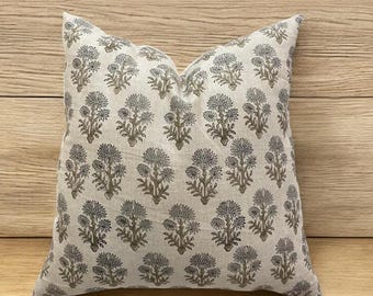 Stunning Floral Block Print Pillow Cover , Handcrafted on premium linen fabric– Perfect for Home Décor, Decorative Cushion Covers