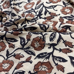 By The Yard Floral Print Fabric, Indigo Blue Fabric, Indian Fabric, Cotton Fabric, Dabu Print, Mud Block Print, Light Weight Soft Fab image 3