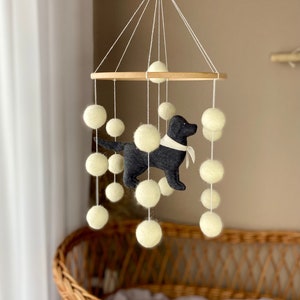 Dog mobile for nursery, golden retriever dog baby mobile, gender neutral mobile, Puppy cot mobile felt, Felt ball mobile crib, boho nursery