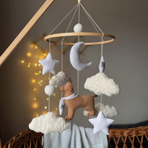 Dog mobile for nursery, golden retriever dog baby mobile Labrador , gender neutral mobile, Puppy cot mobile felt,mobile crib, baby gift