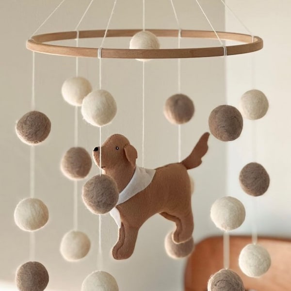 保育園用犬用モビール、ゴールデンレトリバー犬用ベビーモビール、男女兼用モビール、子犬用ベビーベッド用フェルトモビール、フェルトボール製ベビーベッド用モビール