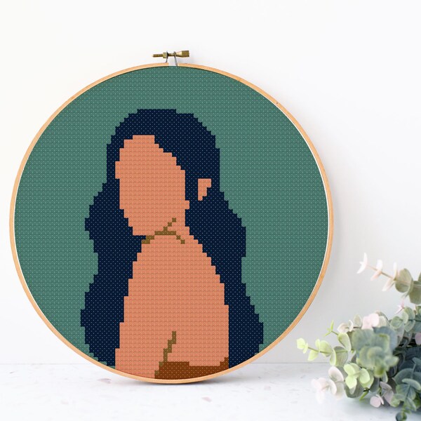 Boho Beauty woman Cross Stitch Pattern PDF instant download