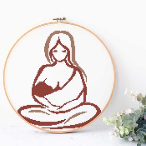 Breastfeeding Mother and Baby Cross Stitch Pattern PDF instant download