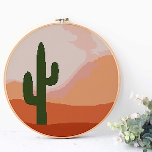 Boho Cactus Cross Stitch Pattern PDF instant download