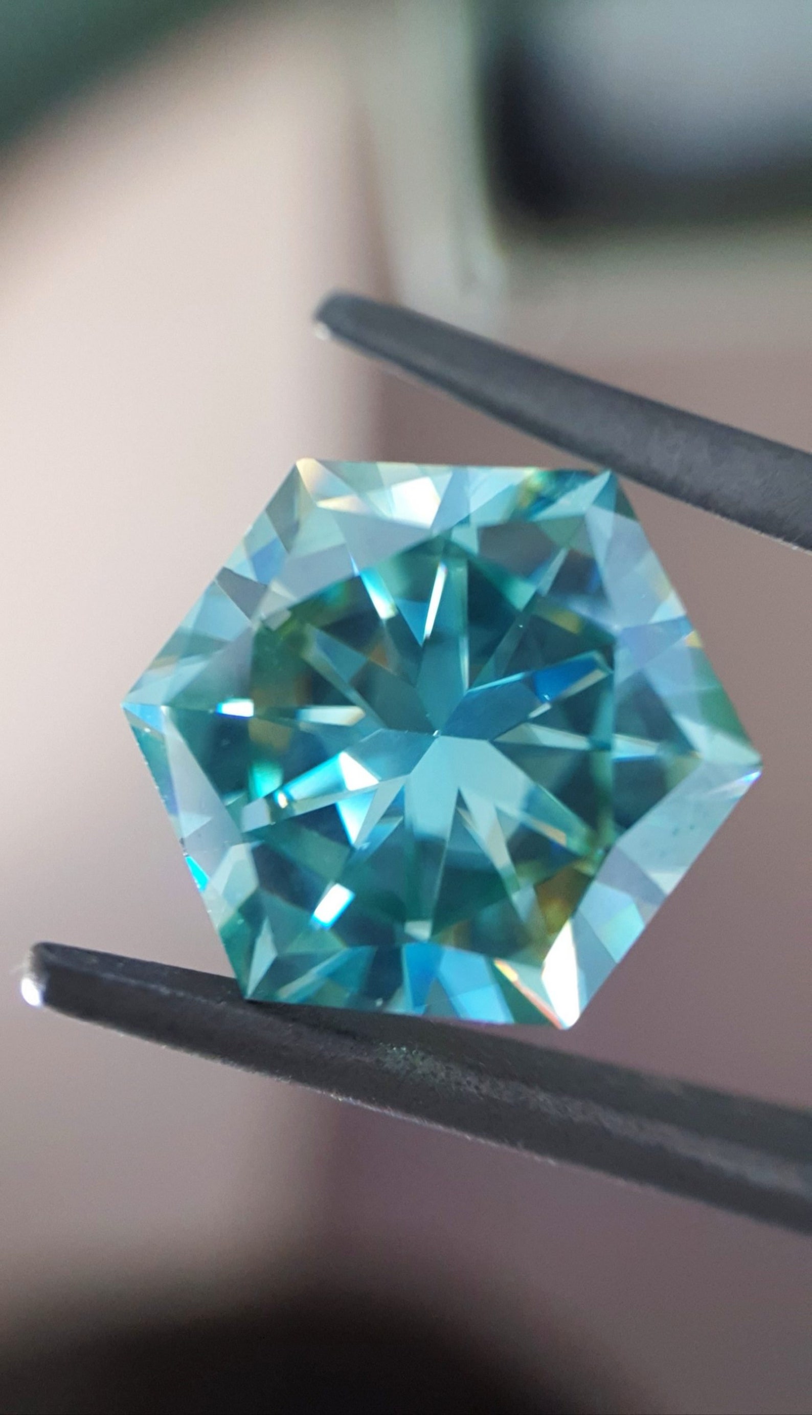 Hexagon Cut Green Moissanite Loose Natural Diamond For Women Etsy