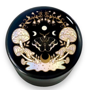 Magical Moth Grinder, Witchy Herb Grinders, Moon Phases Crusher for Spices