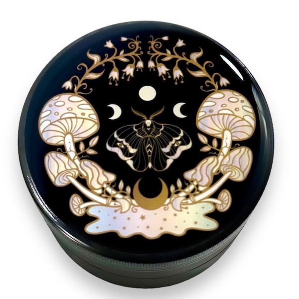 Magical Moth Grinder, Witchy Herb Grinders, Moon Phases Crusher for Spices