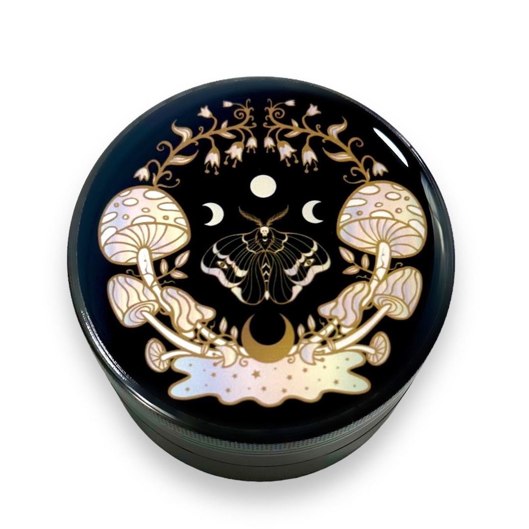 Magical Moth Grinder, Witchy Herb Grinders, Moon Phases Crusher for Spices