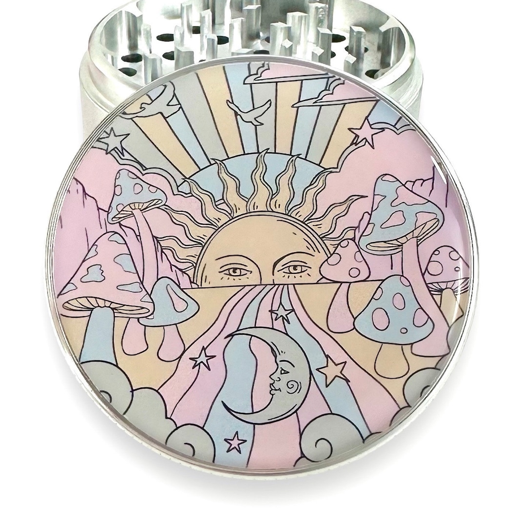 Sun and Moon Grinder, Mushrooms Herb Grinder, Cute Grinders Pink Silver Etsy