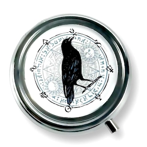 Crow Pill Case with Clasp, Portable Pill Box, Pill Storage Pillbox