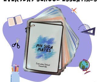 Laminated School Essentials Key Word Sign Flashcards Communication Resource with Card Ring Unique Resource Learn to use Key Word Sign