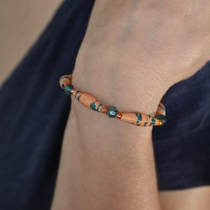 Upcycling Perlenpapier Armband ORANGE Sirène | Unikat-Schmuck aus Theaterplakate