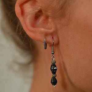 Papierohrringe Upcycling grau und gelb doppelt Chirurgenstahl - Geschenk | Unikat | Handgefertigt