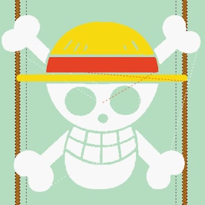One Piece Mugiwara équipage pirate Dossier de broderie Chapeau de paille