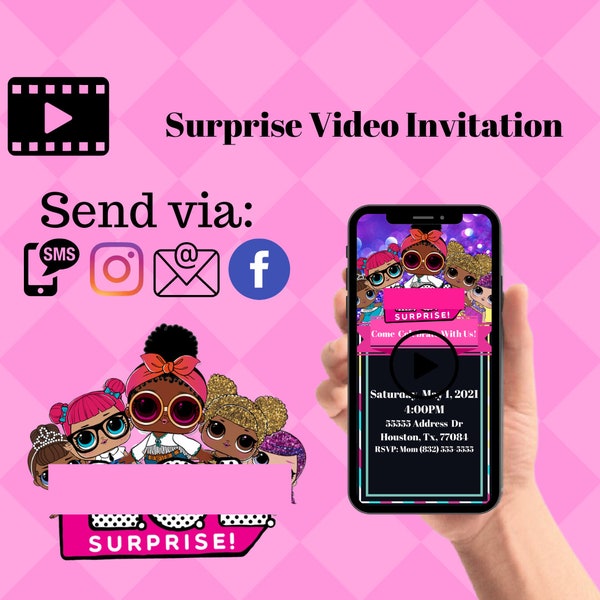 Doll Birthday Surprise Girls Editable Video Invitation | Surprise Doll Video Invitation | Birthday Party | Digital Invitation | Custom Video