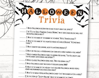 Halloween Trivia Questions, Halloween Trivia Game, Halloween Activities for Teens and Adults, Halloween Party Games, Icebreaker Trivia Game