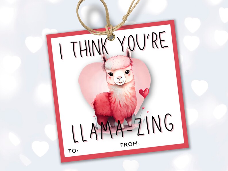 Printable Valentine Tags, Llama Valentines Printable for Kids ...