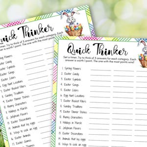 Easter Think Fast Game, Easter Activities for Adults and Kids, Think Quick Icebreaker Game, Quick Thinking Trivia Game for Easter