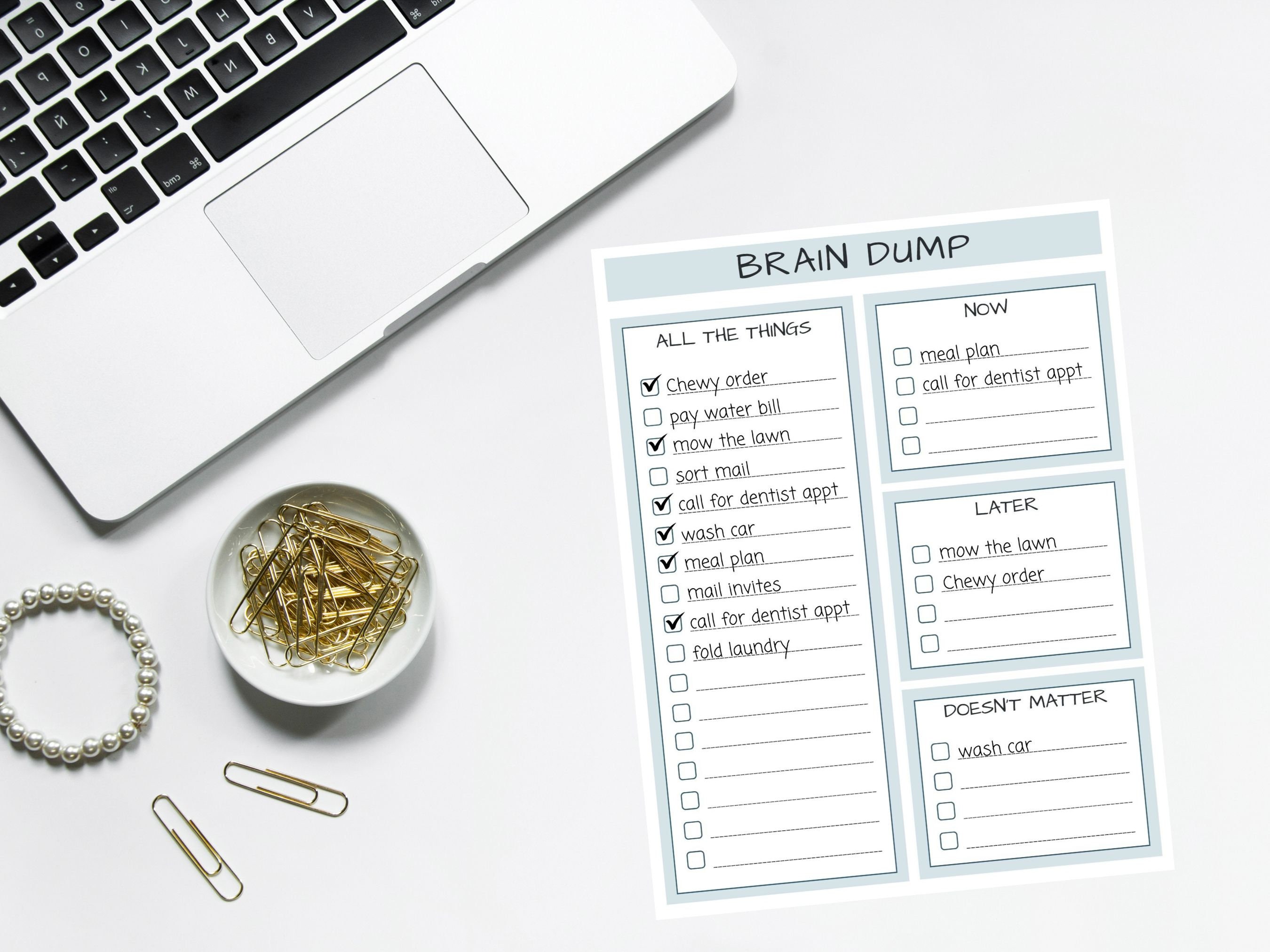 Brain Dump Printable, Brain Dump Template, Todo List, Minimalist