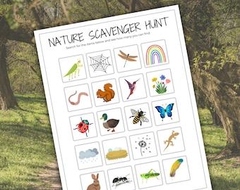 Nature Scavenger Hunt for Kids, Nature Scavenger Hunt Printable, Outdoor Activity for Kids, I Spy Nature Hunt, Preschool Outdoor Activity