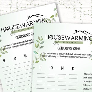 Housewarming PDF Game, Housewarming Categories Game, Housewarming Printable Game, Housewarming Word Game, Housewarming Games Printable