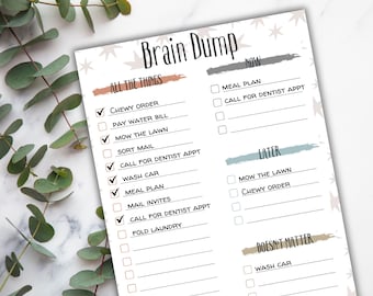 Brain Dump Printable, Brain Dump Template, ADHD Printable, Thought Organizer, Task Management Printable
